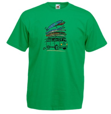 ΠΡΑΣΙΝΟ  t-shirt FRUIT OF THE LOOM με στάμπα BUS